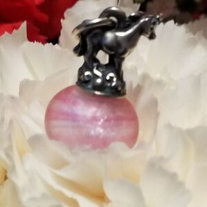 James Avery Silver Unicorn Charm with Pink Orb